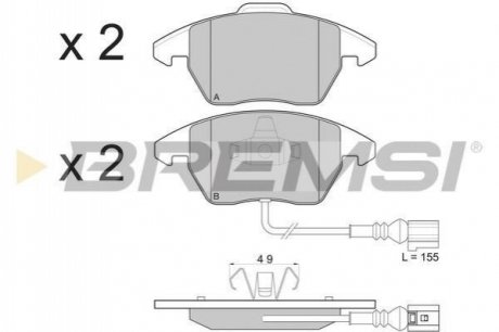 Тормозные колодки перед. Caddy III/Golf V/Passat B6/Octavia A5 Bremsi BP3103