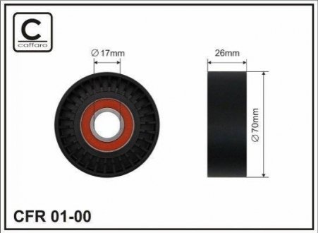 70X17X26 Ролік до натяжного механізму Audi/VW 1.0/1.4/1.6 91- CAFFARO 01-00