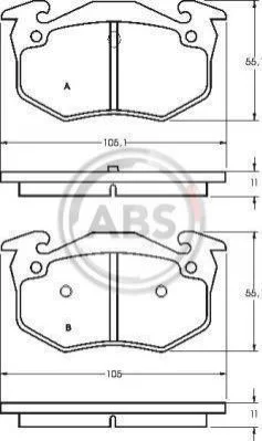Тормозные колодки зад. Peugeot 206 99-/Renault Megane I 96-03 A.B.S. 36580 (фото 1)