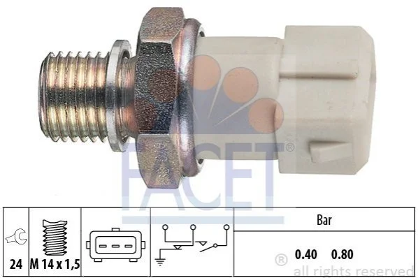 Датчик давления масла (0,4bar/3 конт./белый) Kadett E 1.3-1.6 FACET 7.0070 (фото 1)