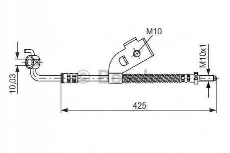 Шланг гальмівний перед. лівий Ford Escort/Orion 90- (425мм) BOSCH 1 987 476 568