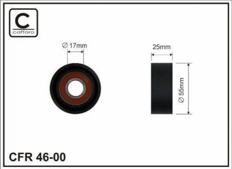 Ролик(54x17x26 пластик) Ford/Citroen/Peugeot 1.4/1.6HDi 01- CAFFARO 46-00