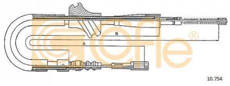 Трос ручних гальм правий (барабанний) Audi 80 1.6-1.9 86-91 COFLE 10.754