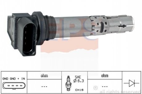 Катушка VW Passat/Skoda Octavia/Seat Toledo 1.2-1.6 98- 12V EPS 1.970.474 (фото 1)