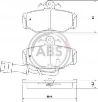 Гальмівні колодки, дискове гальмо (набір) A.B.S. 36170