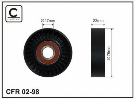 (76x17x22) Ролик натягувача паска Opel Astra G X1,4-1,8XE4 CAFFARO 02-98