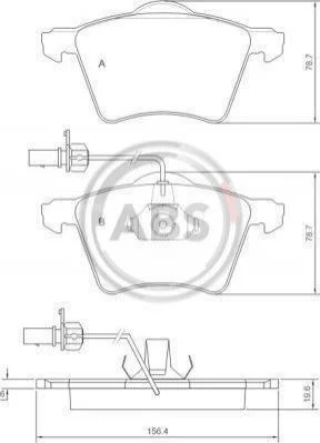 Тормозные колодки перед. T4 2.5TDI 96-03 (R15)(с датчиком) A.B.S. 37141 (фото 1)