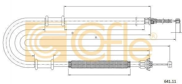 Трос ручного тормоза зад. Doblo Cargo 01-10 Л. (1741/1447) COFLE 641.11 (фото 1)