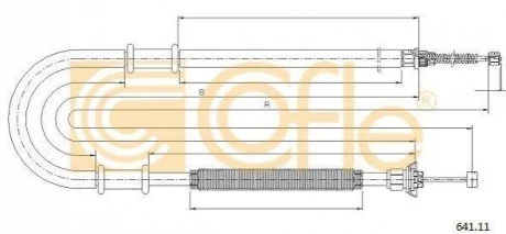 Трос ручного тормоза зад. Doblo Cargo 01-10 Л. (1741/1447) COFLE 641.11