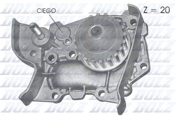 Водяной насос Kangoo/Clio/Megane 1.4i 96- (20z) DOLZ R214 (фото 1)