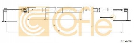 Трос ручного гальма зад. Л/ П Citroen C3 I (FC_) 2002/02- COFLE 10.4714