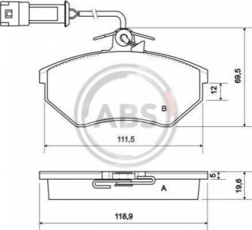 Тормозные колодки перед. Caddy II >9.96/Passat B4/Audi 80 A.B.S. 36791