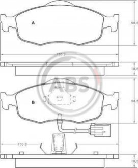 Тормозные колодки перед. Transit 94-00/Mondeo 93-00 (ATE) A.B.S. 36808