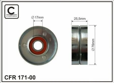 (76x17x26) Ролик натяжний Audi 2,4/2,7/2,6/2,8 Passat B5 CAFFARO 17100