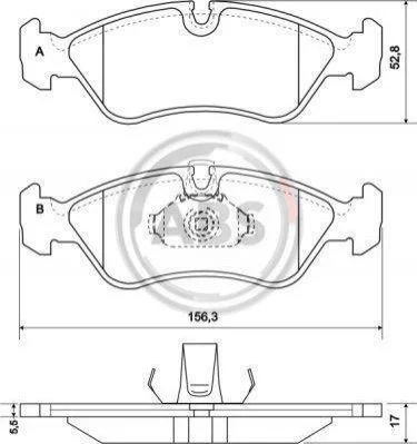 Тормозные колодки перед Astra F/Vecta B/Combo -05 (ATE) A.B.S. 36896 (фото 1)