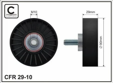 Ролик гладкий, 1.8D/TDCI 02- (+AC) CAFFARO 2910