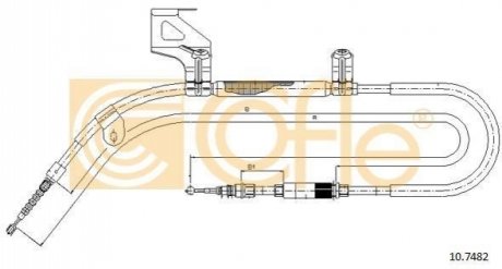 Трос ручного гальма зад. Л VW Passat 96- 1890/1577+158 COFLE 10.7482