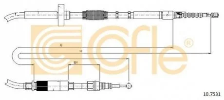 Трос ручного гальма задн. L/P 1805/1640 Audi A4 01.95- COFLE 10.7531