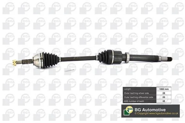 Полуось Ford Transit 00-06 2.0-2.4d (28/26) 1062mm Пр. BGA DS2320RA (фото 1)