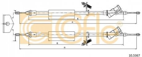 Трос ручного гальма зад.(барабан) Ford Focus 1,4i 16V COFLE 10.5367