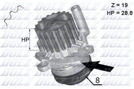 Водяной насос 2.0TDI Caddy III/Golf VI 12- DOLZ A224