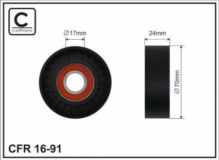 Ролик паса поліклин. Audi A3/Skoda/VW 1.9/2.0Tdi 03- CAFFARO 16-91