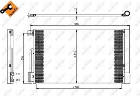 Радіатор кондиціонера Peugeot Bipper 1.3-1.4HDI 08- NRF 35777