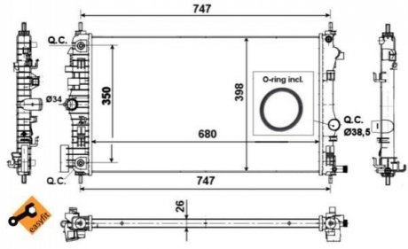 Радіатор охолодження (AT) Opel Insignia 2.0D 07.08- NRF 53777