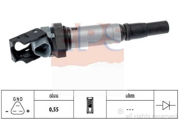 Котушка запалювання BMW 1, 3, 5 1.6/2.0/3.0 03.07- EPS 1.970.607 (фото 1)