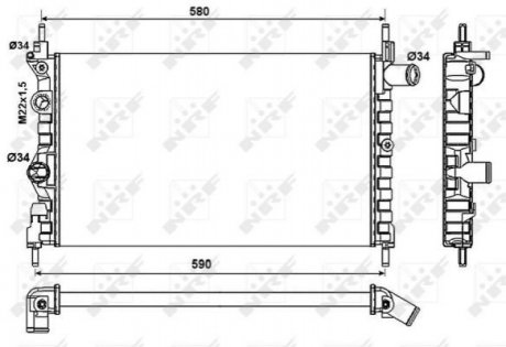 Радіатор Opel Kadett E 1.6 N/S/I 16SV/C16LZ/NZ -89 NRF 54682