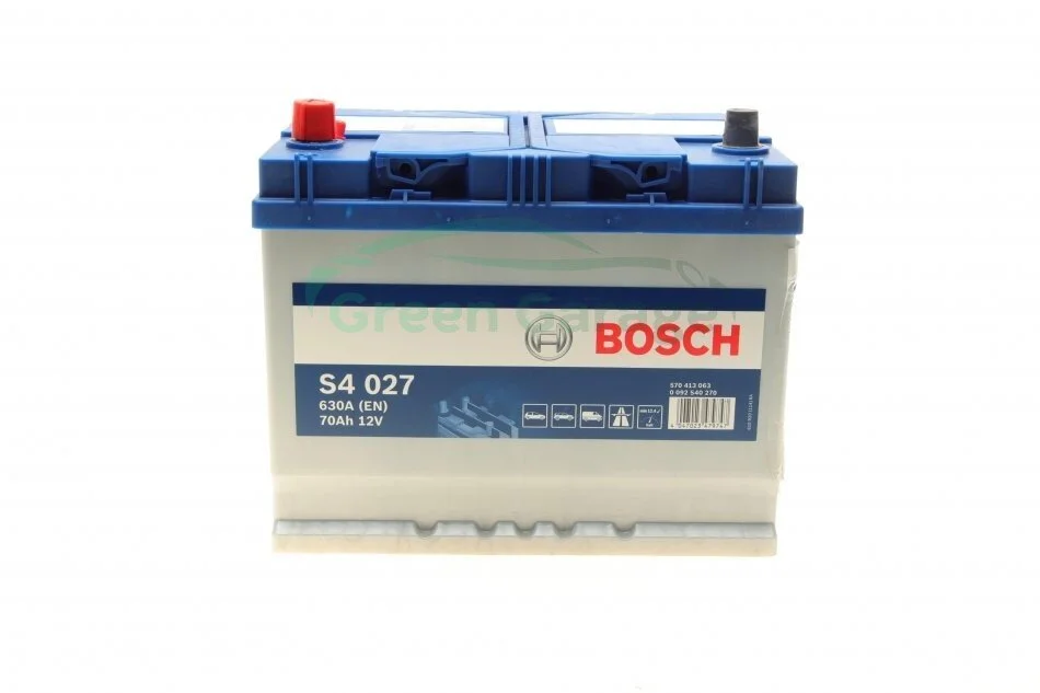 Акумулятор 70Ah-12v (S4027) (261x175x220),L,EN630(Азія) BOSCH 0 092 S40 270 (фото 1)