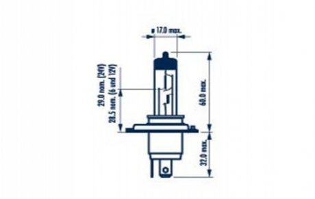 Лампа H4 12V 60/55W P 43t-38Range Power Blue+50% NARVA 48677