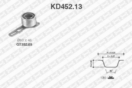 К-кт паска ГРМ Ford Transit 2.5D 84-91 /130 x 1/ NTN SNR KD452.13