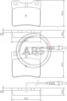 Тормозные колодки зад. Peugeot 406/607 95- (ATE) A.B.S. 36683 (фото 1)