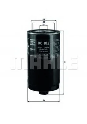 Фільтр масла T4 2.4D/2.5TDI 91-03/LT 2.4D 88-96 MAHLE / KNECHT OC105/L (фото 1)