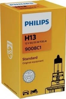 Лампа H13 12V 60/55W P26,4T упаковка коробка PHILIPS 9008 C1