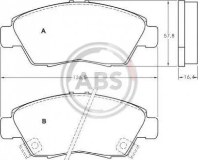Гальмівні колодки, дискове гальмо (набір) A.B.S. 36831