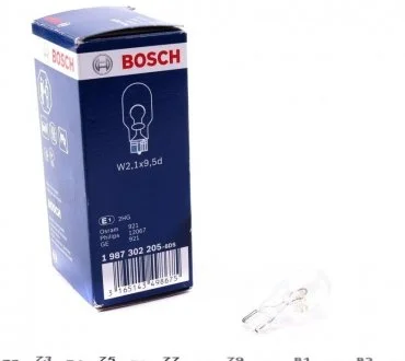 Лампа розжарювання 12V 16W W16W PURE LIGHT (вир-во) BOSCH 1 987 302 205