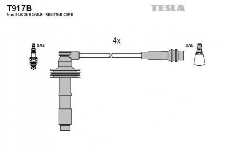 Комплект кабелiв запалювання TESLA T917B