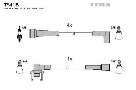 Комплект кабелiв запалювання TESLA T541B