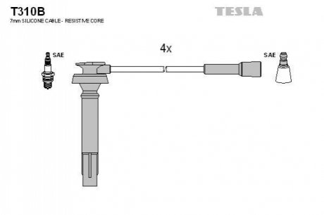 Комплект кабелiв запалювання TESLA T310B