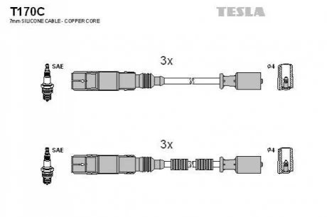 Комплект кабелiв запалювання TESLA T170C