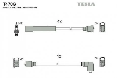 В/в провода Ford Cortina 1.6 2.0 77-82, Sierra 1,6 Ohc TESLA T470G