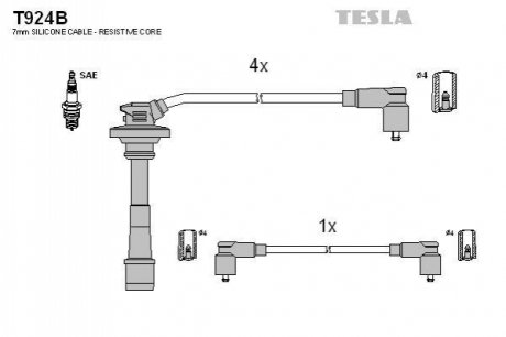 Комплект кабелiв запалювання TESLA T924B