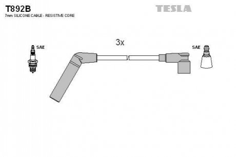 Комплект кабелiв запалювання TESLA T892B