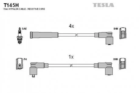 Комплект кабелiв запалювання TESLA T145H