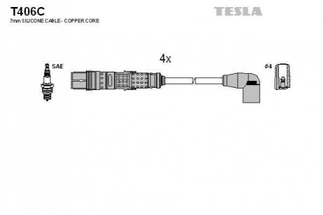 Комплект кабелiв запалювання TESLA T406C