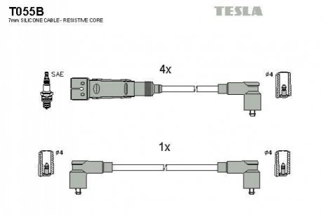 Комплект кабелiв запалювання TESLA T055B