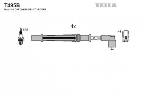 Комплект кабелiв запалювання TESLA T495B