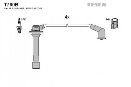 Комплект кабелiв запалювання TESLA T760B